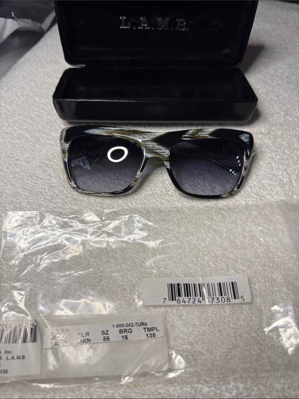 L.A.M.B. - LA513 HRN 56/16/135 - BLACK HORN - NEW Authentic WOMEN SUNGLASSES